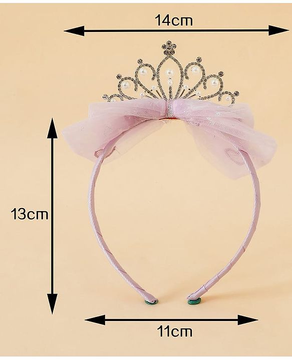 Babyhug Hair Band With Bow and Tiara Applique Free Size - Blue