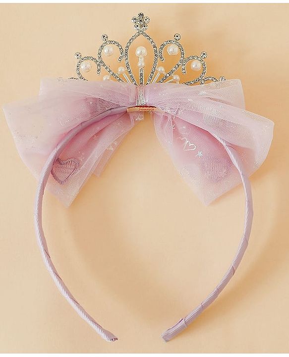 Babyhug Hair Band With Bow and Tiara Applique Free Size - Blue