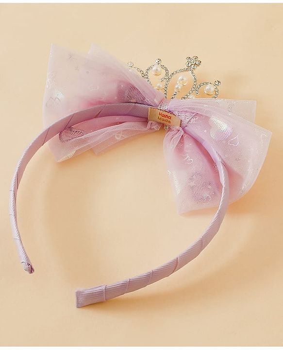 Babyhug Hair Band With Bow and Tiara Applique Free Size - Blue
