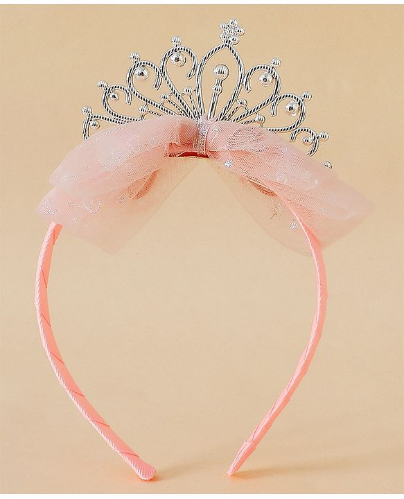 Babyhug Hair Band With Bow and Tiara Applique Free Size - Blue