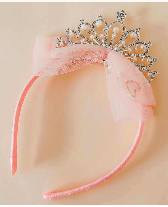 Babyhug Hair Band With Bow and Tiara Applique Free Size - Blue