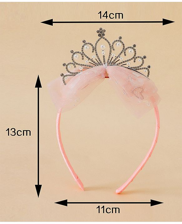 Babyhug Hair Band With Bow and Tiara Applique Free Size - Blue
