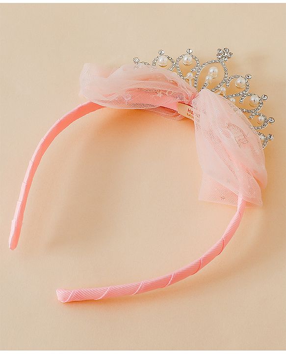 Babyhug Hair Band With Bow and Tiara Applique Free Size - Blue