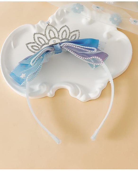 Babyhug Girls Soft Fabric Bow Hairband - Blue