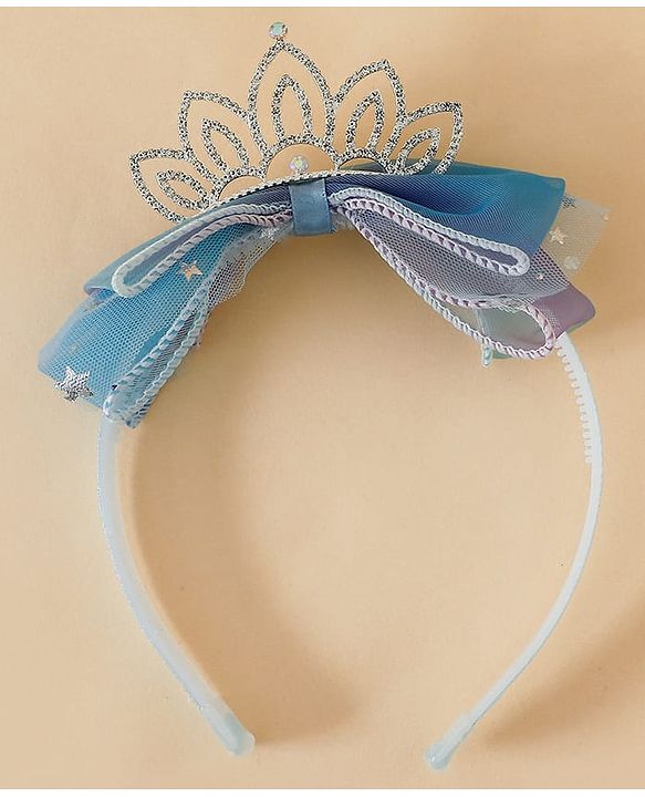 Babyhug Girls Soft Fabric Bow Hairband - Blue