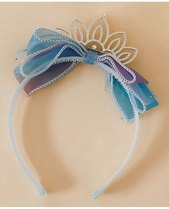 Babyhug Girls Soft Fabric Bow Hairband - Blue