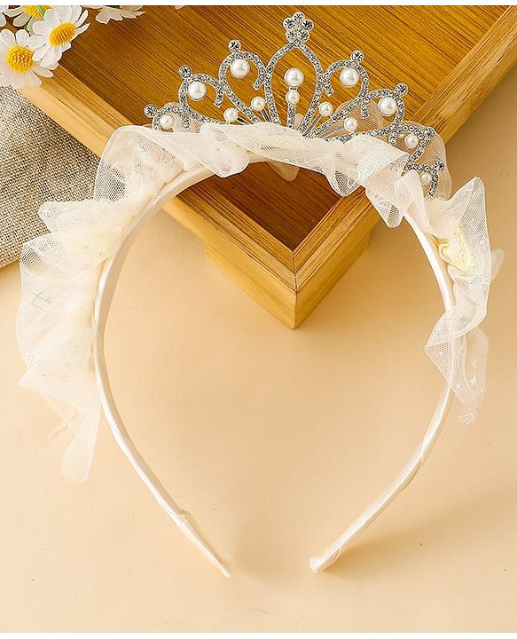 Pine Kids Hair Bands with Tiara applique Free Size - Light Yellow