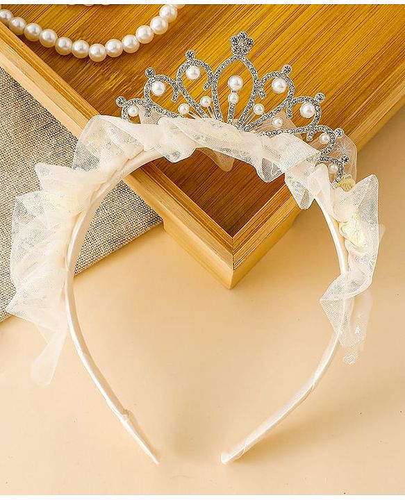 Pine Kids Hair Bands with Tiara applique Free Size - Light Yellow