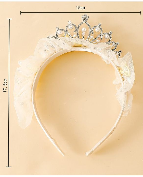 Pine Kids Hair Bands with Tiara applique Free Size - Light Yellow