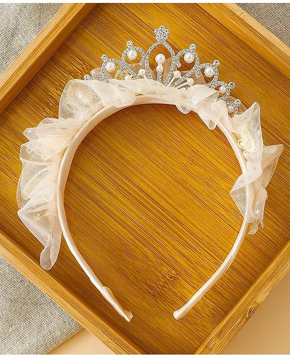 Pine Kids Hair Bands with Tiara applique Free Size - Light Yellow