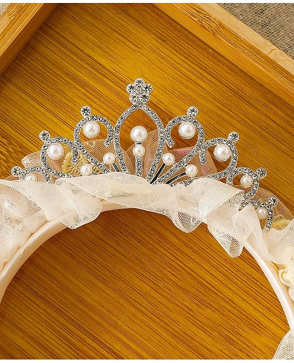 Pine Kids Hair Bands with Tiara applique Free Size - Light Yellow