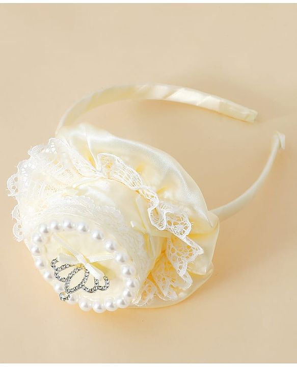 Pine Kids Hair Bands With Applique Free Size-White