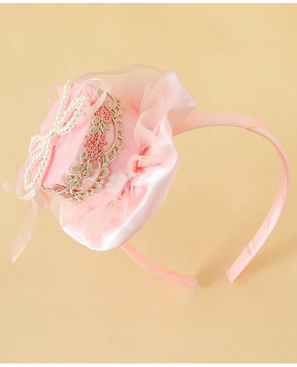 Pine Kids Hair Bands With Applique Free Size-Pink