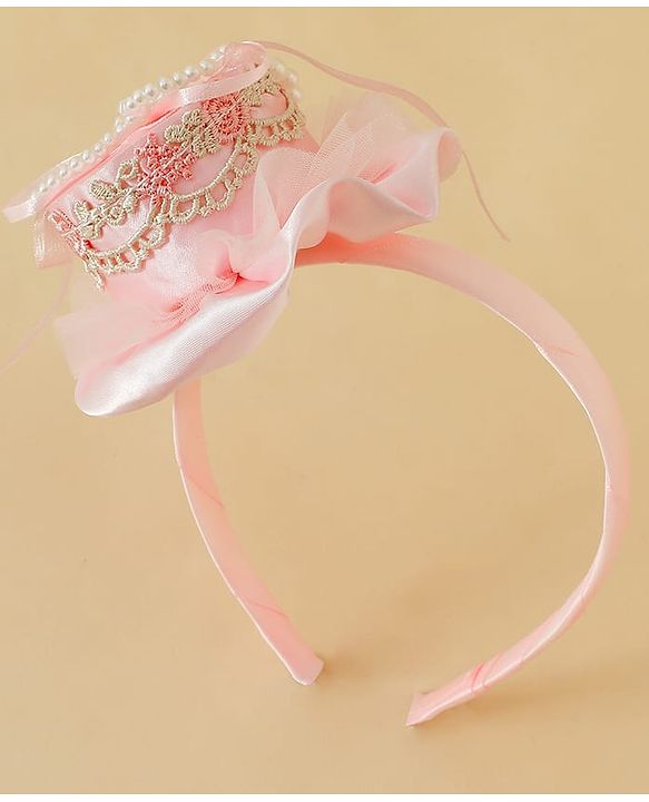 Pine Kids Hair Bands With Applique Free Size-Pink
