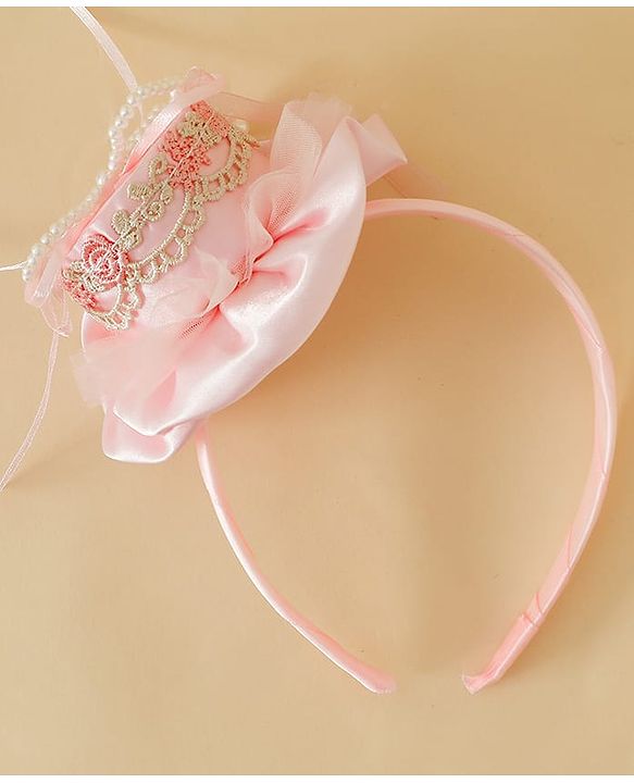 Pine Kids Hair Bands With Applique Free Size-Pink