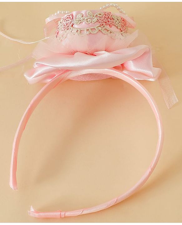 Pine Kids Hair Bands With Applique Free Size-Pink