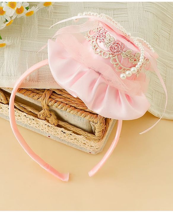 Pine Kids Hair Bands With Applique Free Size-Pink