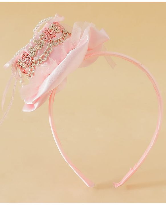 Pine Kids Hair Bands With Applique Free Size-Pink
