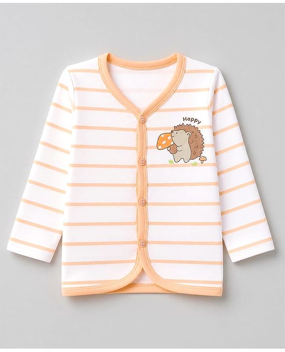 Babyhug 100% Cotton Knit Full Sleeves Animal & Stripe Printed Jhablas Pack of 3 - Green white & Pink