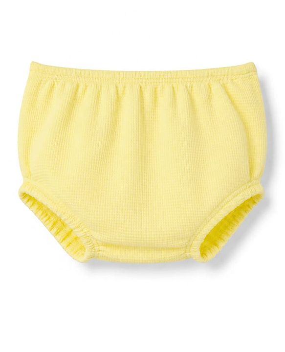 Babyhug Waffle Knit Half Sleeves Solid Frock With Bloomer - Yellow