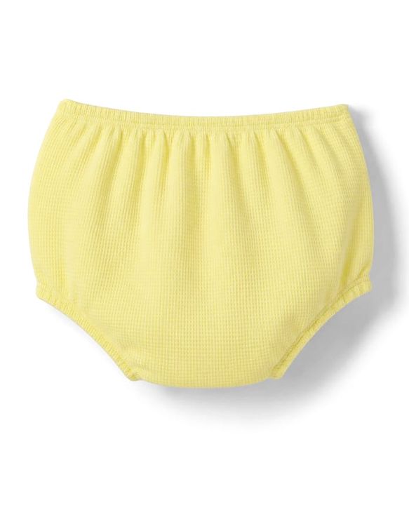 Babyhug Waffle Knit Half Sleeves Solid Frock With Bloomer - Yellow