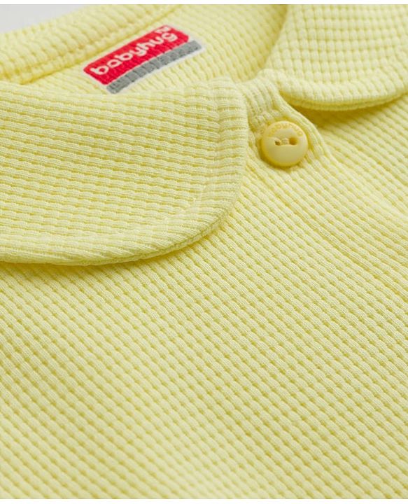 Babyhug Waffle Knit Half Sleeves Solid Frock With Bloomer - Yellow