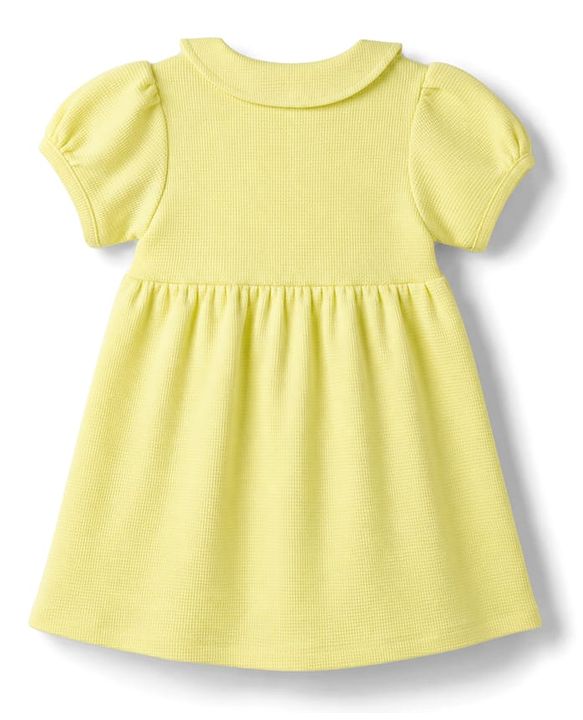 Babyhug Waffle Knit Half Sleeves Solid Frock With Bloomer - Yellow