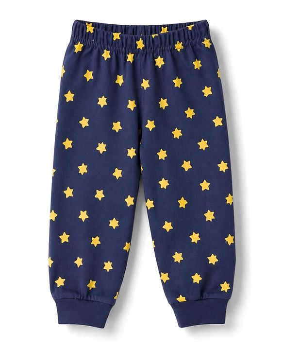 Babyhug Cotton Knit Full Sleeves Lion Printed T-Shirt & Pyjama Night Suit with Glow In Dark Effect - Navy