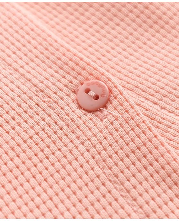 Babyhug Waffle Knit Half Sleeves Frock with Bloomer - Peach