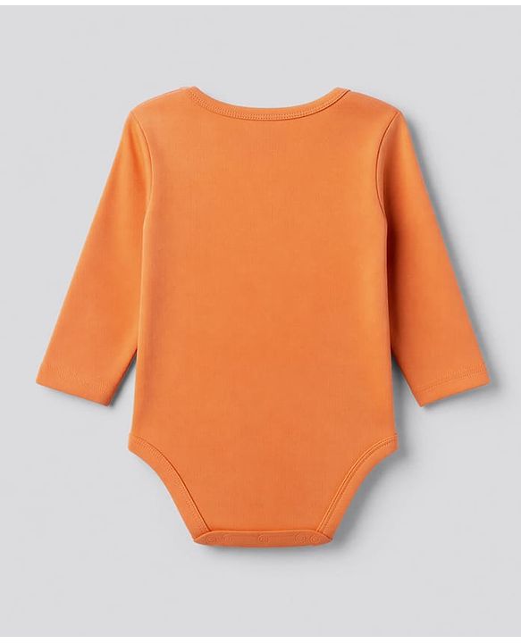 Babyhug 100% Cotton Knit Full Sleeves Striped Onesies With Animal & Text Print Pack of 3 - Orange & White