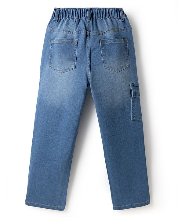 Pine Kids Cotton Elastane Denim Woven Full Length Jeans in Teal Blue