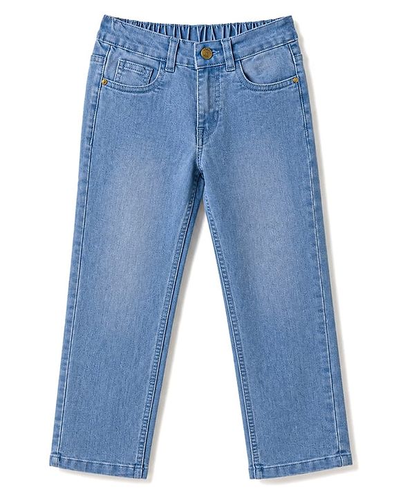 Pine Kids Denim Woven Full Length Washed Jeans - Light Blue