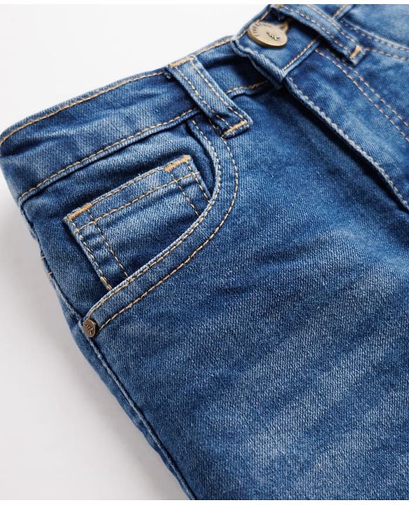 Pine Kids Denim Woven Above Knee Length Washed Shorts - Blue
