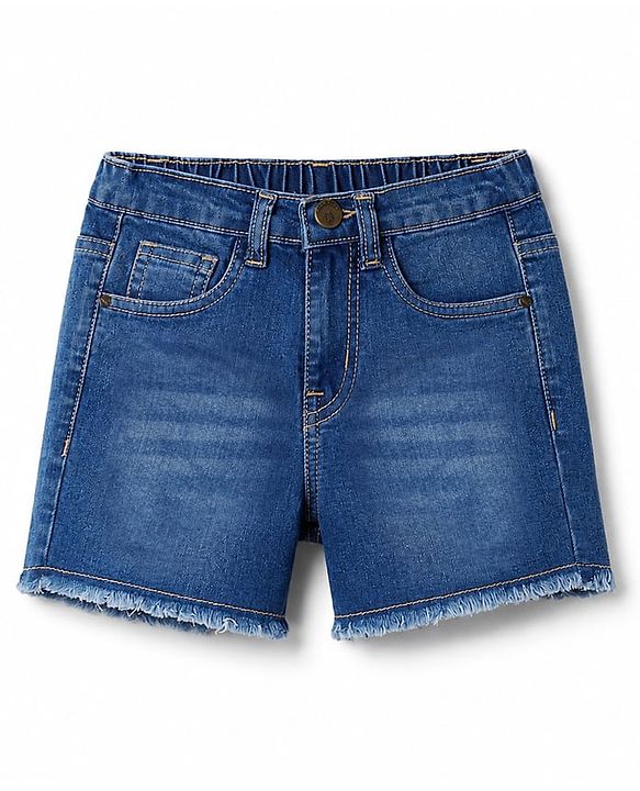 Pine Kids Denim Woven Above Knee Length Washed Shorts - Blue