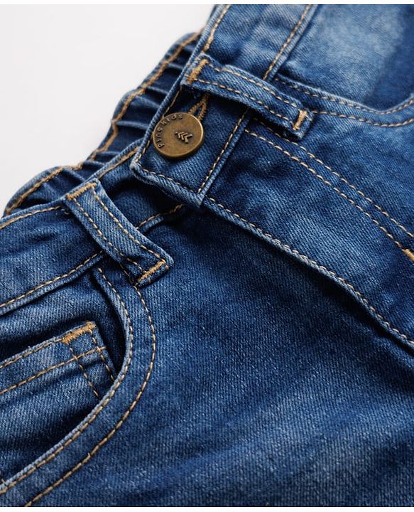 Pine Kids Denim Woven Above Knee Length Washed Shorts - Blue