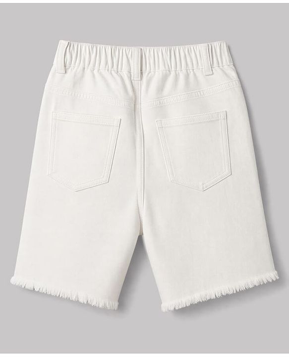 Pine Kids Denim Woven Above Knee Length Shorts -  White