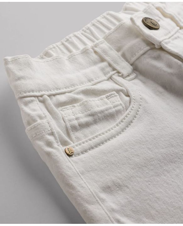 Pine Kids Denim Woven Above Knee Length Shorts -  White