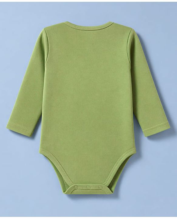 Babyhug 100% Cotton Knit Full Sleeves Nautical Theme Printed Onesie With Leggings & Cap Mittens & Booties Set - Green