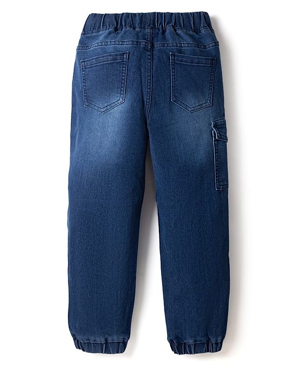 Pine Kids Denim Woven Full Length Jeans With Text Print - Blue