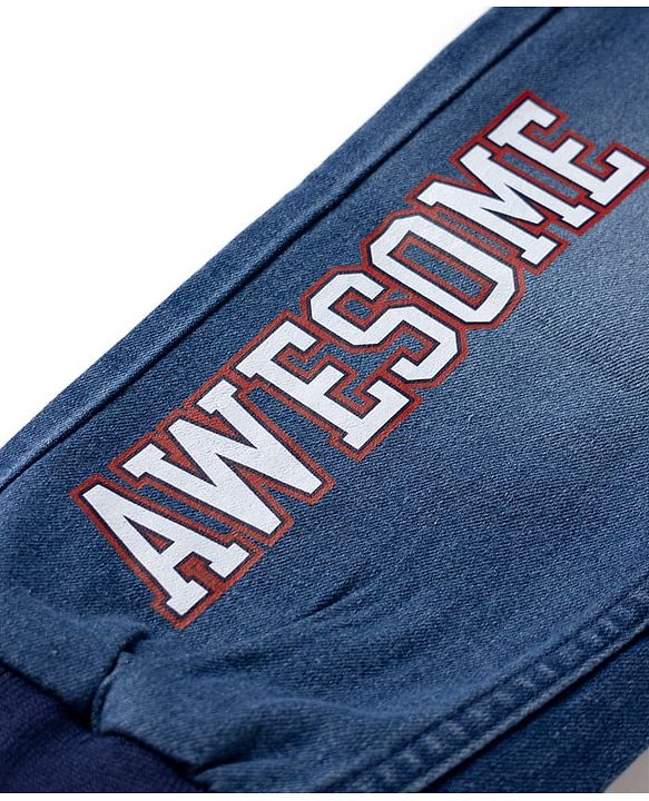 Pine Kids Denim Woven Full Length Jeans with Draw Cord and Awesome Embroidery - Navy Blue