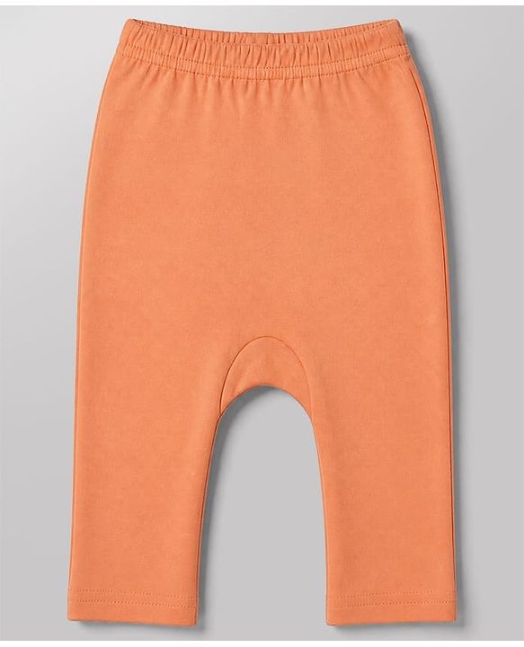 Babyhug 100% Cotton Interlock Knit Full Sleeves Onesies with Leggings & Animal Print - Offwhite & Orange
