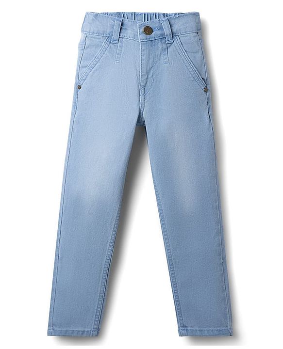 Pine Kids Denim Woven Full Length Washed Jeans - Light Blue