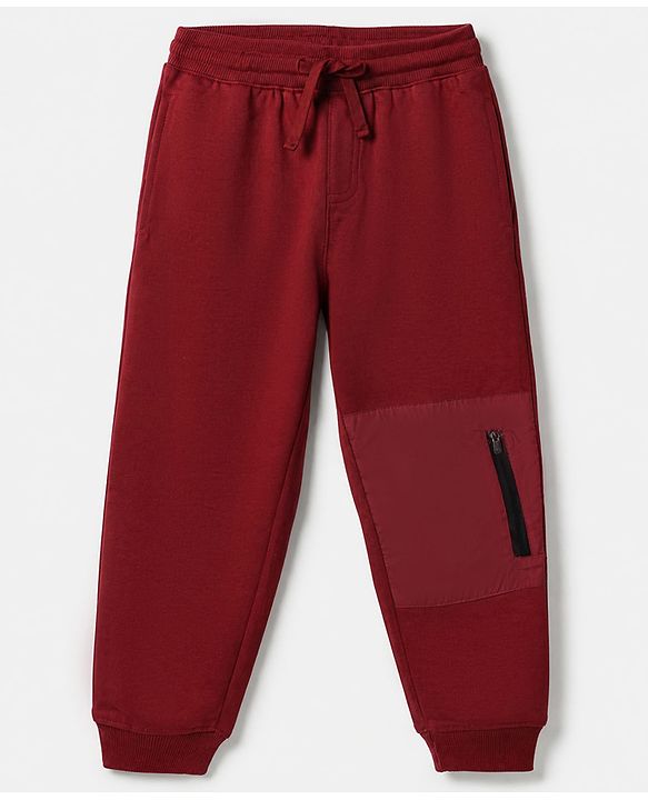Pine Kids Looper Knit Full Sleeves T-Shirt and Jogger Winter Wear Suit with Fearless Challenger Patch - Maroon