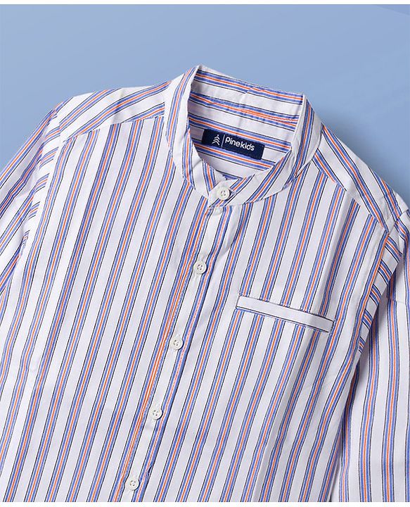 Pine Kids Cotton Woven Striped Shirt & T-Shirt - Multicolor