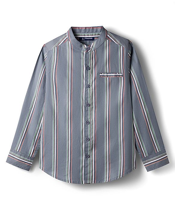 Pine Kids Cotton Woven Full Sleeves Striped Shirt - Multicolor