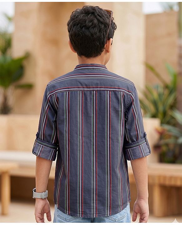 Pine Kids Cotton Woven Full Sleeves Striped Shirt - Multicolor