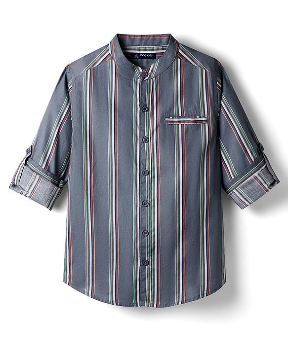 Pine Kids Cotton Woven Full Sleeves Striped Shirt - Multicolor