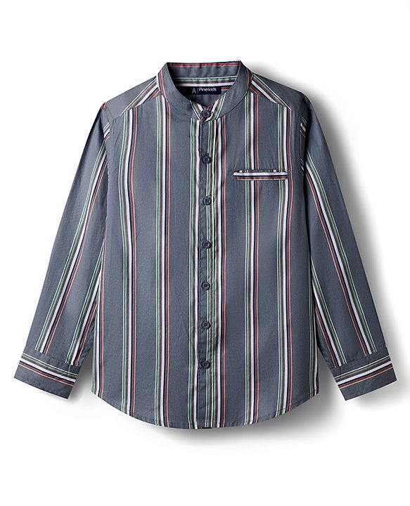 Pine Kids Cotton Woven Full Sleeves Striped Shirt - Multicolor