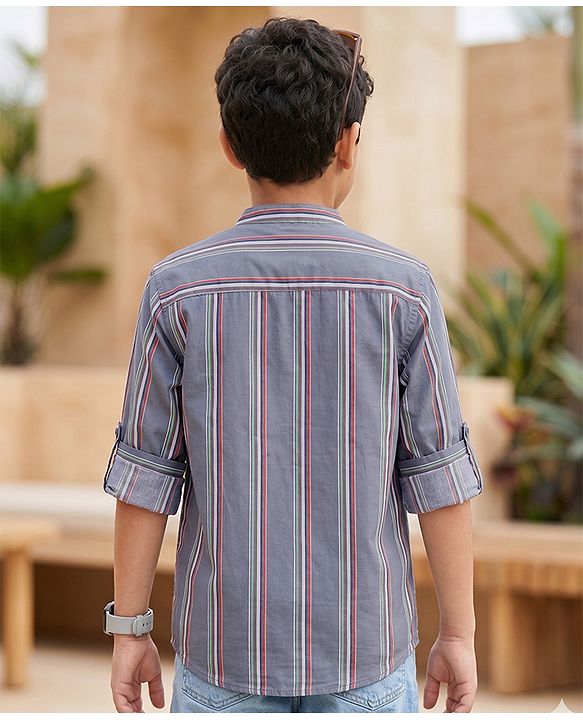Pine Kids Cotton Woven Full Sleeves Striped Shirt - Multicolor