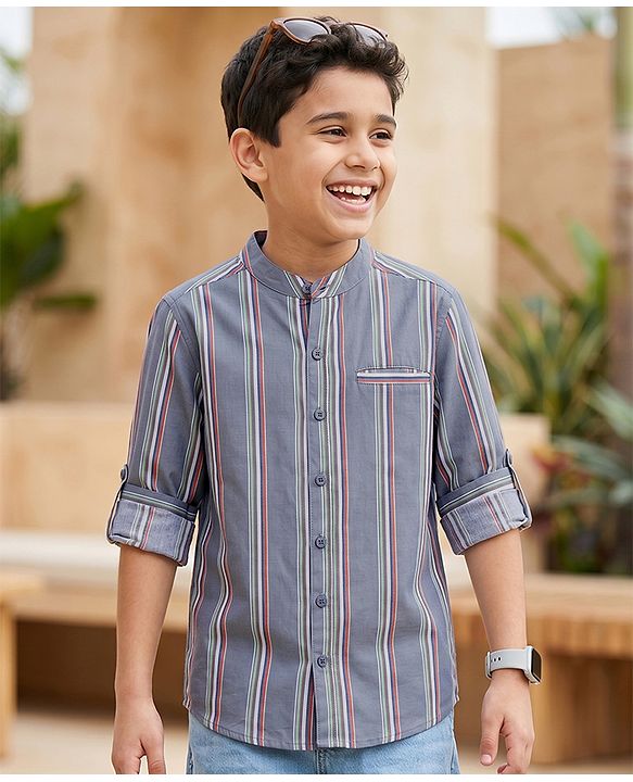Pine Kids Cotton Woven Full Sleeves Striped Shirt - Multicolor